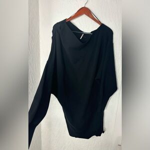 Free People One Shoulder Long Sleeve Sweater Dress Size Medium Black
